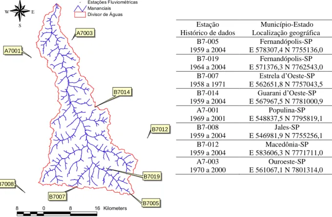 Figura  4.  Localização  das  estações  utilizadas  como  referência  de  dados  de  precipitação  média  mensal  e  evapotranspiração potencial média mensal