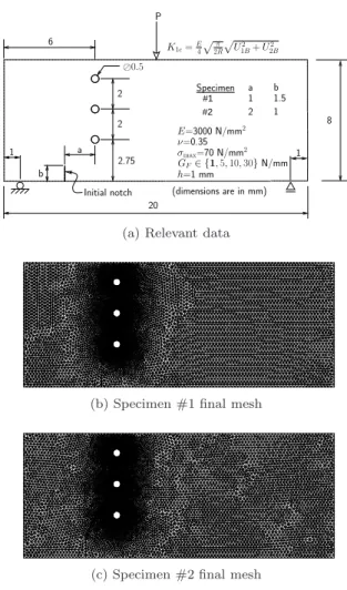 Figure 8: Bittencourt’s drilled plate: geometry, bound- bound-ary conditions and material properties