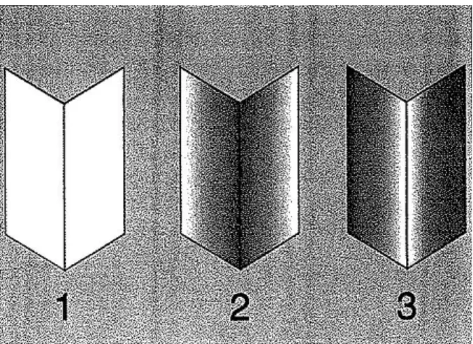 Figura 6 - Fenómeno da percepção: está relacionado com a incidência e reflexão de luz na superfície  dentária