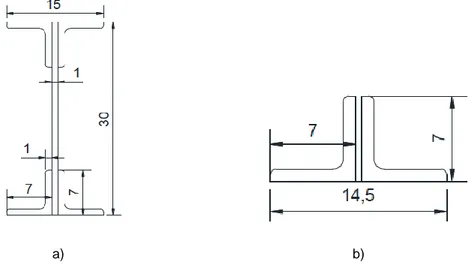 Figura 3.14 – Travessas a) nos apoios; e b) nas aspas intermédias. 