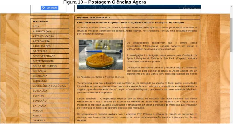 Figura 10 – Postagem Ciências Agora