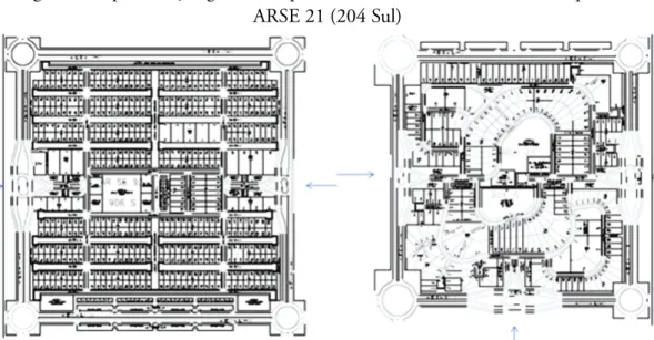 Figura 4. Representação gráfica da quadra ARSE 92 (906 sul) do lado esquerdo e  ARSE 21 (204 Sul)