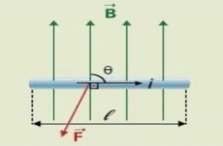 FIGURA 9 - Condutor sob ação de uma força magnética. (GOZZI e PAREDE, 2011) 