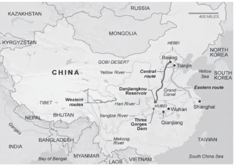 Fig. 1. The three routes of the South-North Water Diversion Project (Source:  