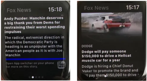 Figura 3 – App da Fox News permite a leitura de chamadas e pequenas contextualizações