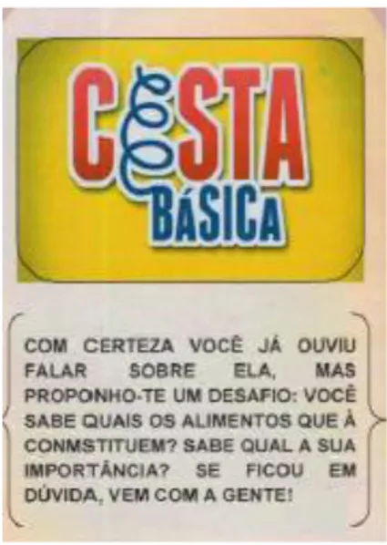 Figura 1 – Panfleto com questionamento a respeito dos componentes da Cesta Básica. 
