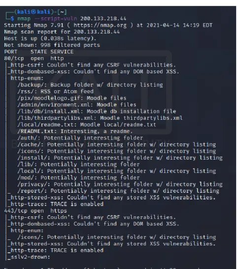 Figura 4 – Escaneamento de vulnerabilidades com nmap. 
