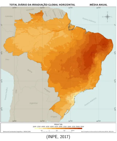 Figura 3 – Irradiação Solar média anual