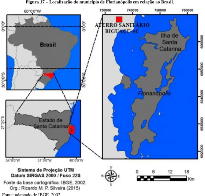 Figura 17 – Localização do município de Florianópolis em relação ao Brasil. 