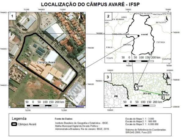 Figura 1 :  Localização do Câmpus no município de Avaré (IBGE, 2019).