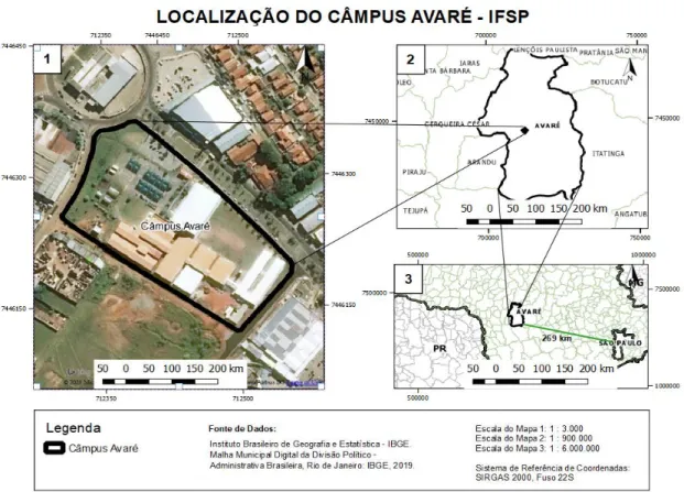 Figura  1  –  Localização  do  Câmpus  no  município  de  Avaré  (IBGE,  2019).  Elaborado  por  André  Giovanini de Oliveira Sartori