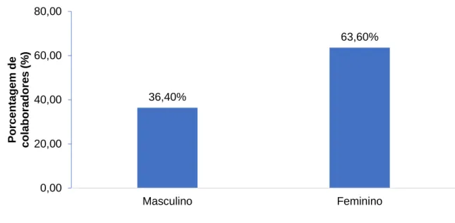 Figura 7: Percentual de colaboradores em relação ao gênero (n=110*) 