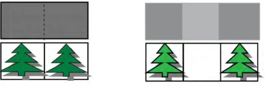 Fig. 1.16 Resolver os objetos pelo valor da resolução espacial depende também do contraste de reflectância dos  pixels vizinhos 