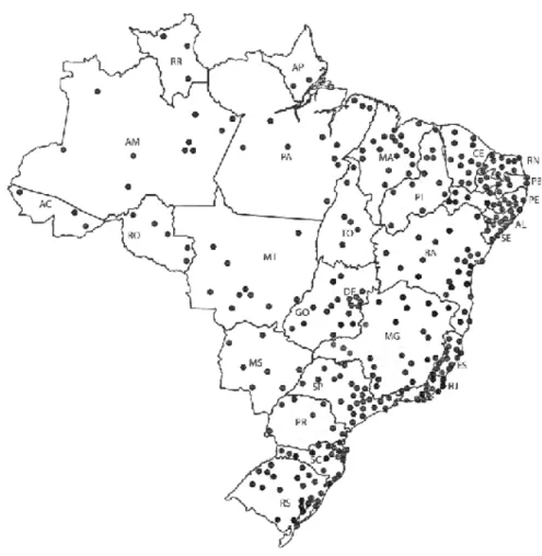 Mapa dos Institutos Federais até 2016:
