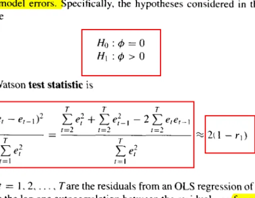 Table  A.5  in  Appendix  A  gives  the  bounds  dL  and  du  for  a  range  of sample  sizes,  various numbers of predictors, and three type I error rates  (a  =  0.05,  a  =  0.025, and  a  =  0.0 I)