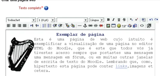 Figura 1.5 Exemplar de página com editor HTML.