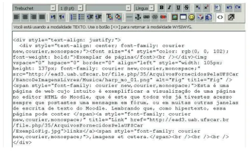 Figura 1.6 Exemplar de página com códigos HTML.