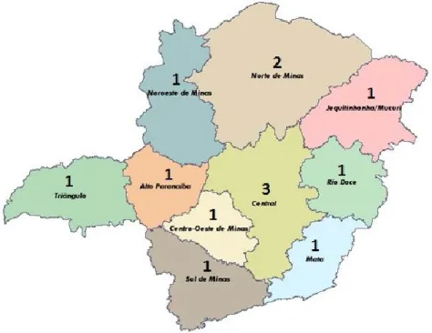 Figura 4 – Distribuição dos entrevistados por regiões de MG 
