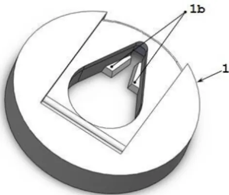 Figura 4 – Extremidade SP do dispositivo com destaque os elementos (1b-Cunha). 
