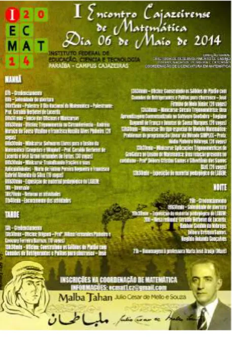 Figura 38 – Folder do I ECMAT (2014)  Fonte: Acervo do Autor.