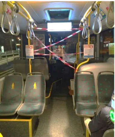 Figure 5 - Temporary measures to avoid too close contact can include  plastic tape “barriers”, Source: Janina Möller / GIZ 