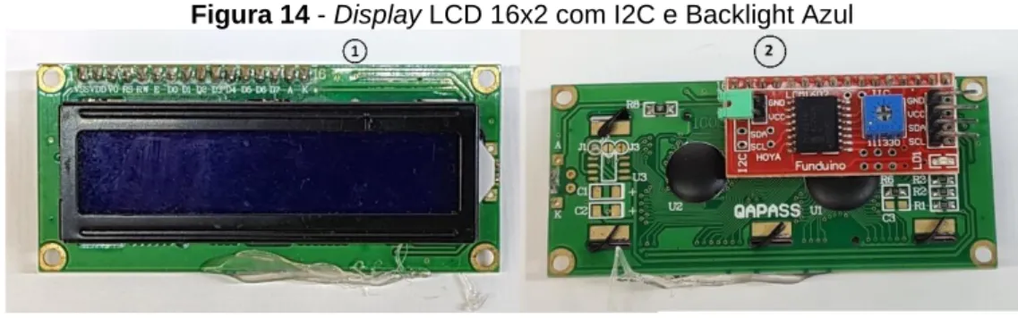 Figura 14 - Display LCD 16x2 com I2C e Backlight Azul 