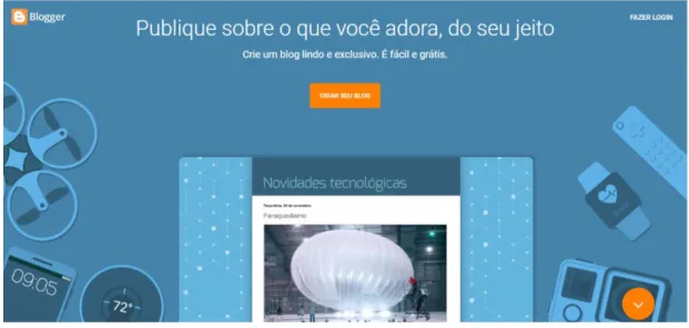 Figura 1: Construção de blog pelo portal da "Blogger", disponibilizada no Google.