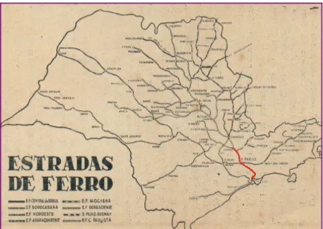 Figura 12. Mapa com as estradas de ferro do estado de São Paulo                              (fonte: PSA, 2007).