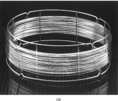 FIGURE 3.20 Photographs of metal-clad capillary columns: (a) aluminum-clad cap- cap-illary column (photograph courtesy of the Quadrex Corp.); (b) fused-silica-lined  stain-less-steel capillary column (lower) and polyimide-clad fused-silica capillary column