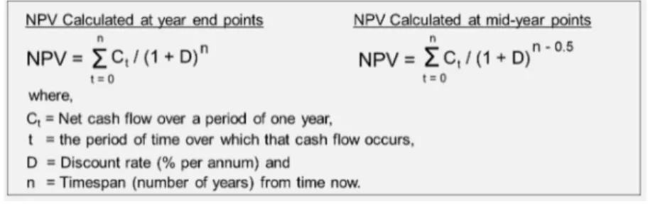 Figure 4. – General Net Present Value Formula and Methodology