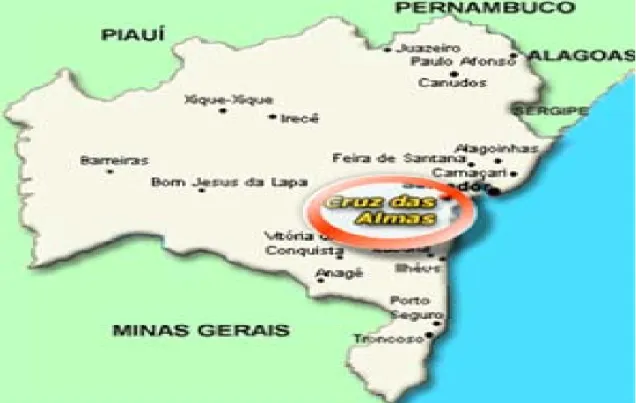 FIGURA  1 Mapa  de  Localização  de  Cruz  das  Almas  Fronteira  com  Municípios  Vizinhos  (http:www.cruzdasalmas.com.br, acesso 20 jul