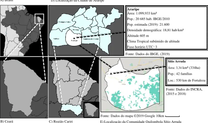 Figura 1- Localização da área de estudo, Comunidade Quilombola Sítio Arruda, Ceará, Brasil