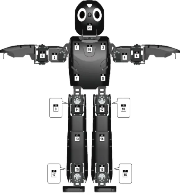 Figura 58 – Posições dos servos motores no robô.