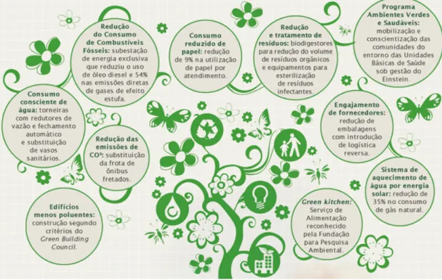 Figura 4: As 10 ações da Agenda Global dos Hospitais Verdes de Saudáveis   Fonte:  http://www.einstein.br/ 