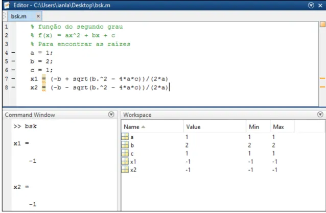Figura 3.2: Exemplo de execu¸c˜ ao de um script.