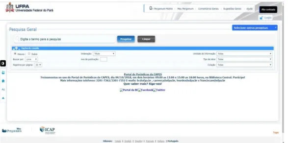 Figura 3 – Interface Pergamum UFPA 