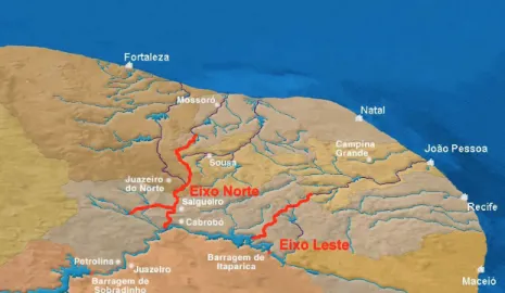 Figura 7 Eixos Norte e Leste que compõem a obra de infraestrutura hídrica do Projeto.  