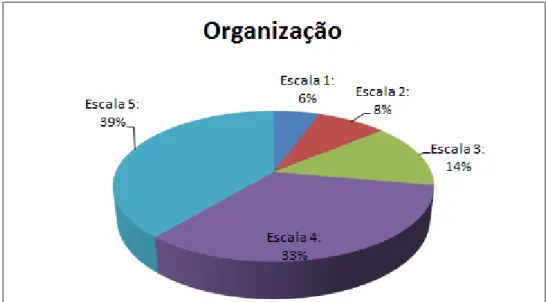 Gráfico 1: Distribuição percentual do grau de satisfação no Bloco Organização 