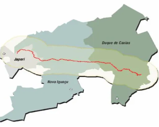 Figura 1.9 — Traçado Esquemático do Gasoduto Japeri-REDUC  Fonte: BIODINÂMICA (2007) 
