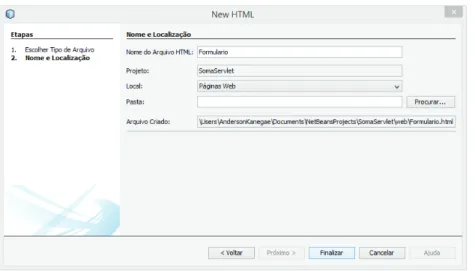 Figura 27 - Definindo nome do arquivo HTML