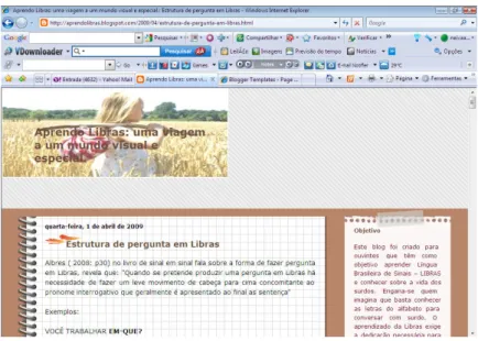 Figura 1. Blog A  –  http://aprendolibras.blogspot.com/ 