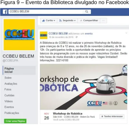 Figura 9 – Evento da Biblioteca divulgado no Facebook 
