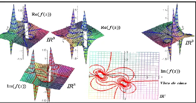 Figura 1- Visualização no espaço    das partes real e imaginária de uma função de Variável  Complexa
