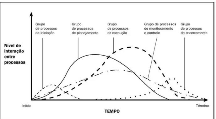 Figura 3: Interação de grupos de processos em um projeto. 