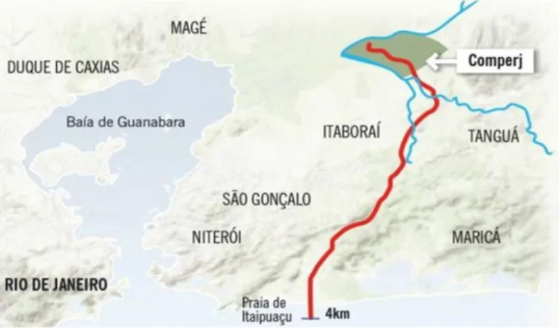 Figura 1.7. Mapa do Traçado do Emissário do COMPERJ 