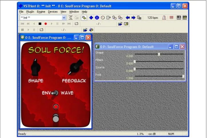 Figura 30. Interfaces do plugin e do Host  Fonte: Software VstHost. 
