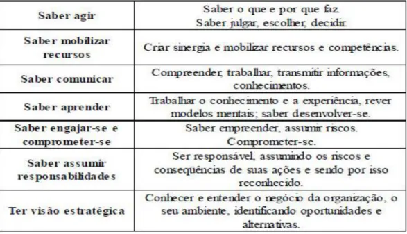 Tabela 4 - Competências para o profissional. 