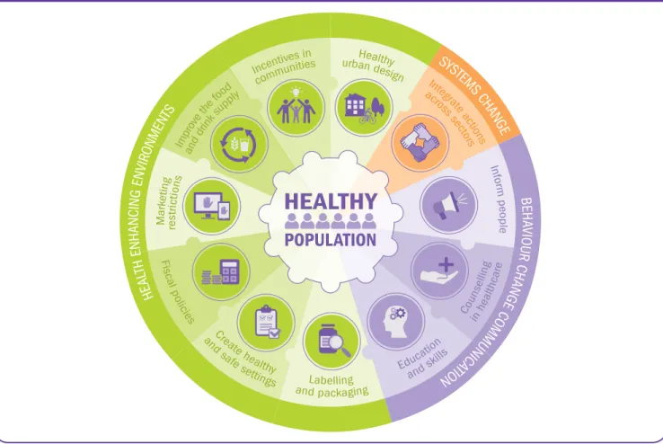 Figure 7: A new policy framework to address diet, physical activity, breastfeeding   and alcohol consumption
