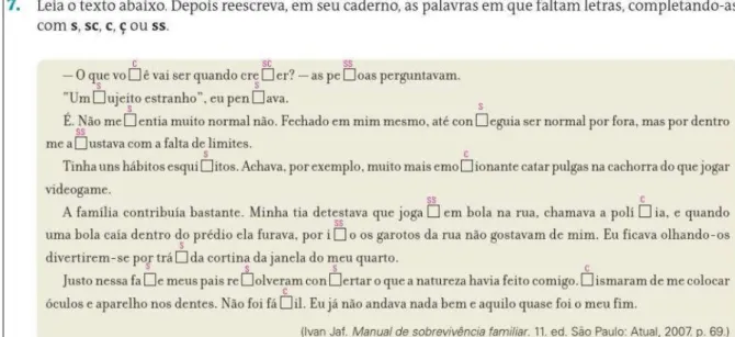 Figura 19: Atividade ilustrativa para o conteúdo Léxico             Fonte: Coleção Português: Linguagens (9º ano, 2015, p