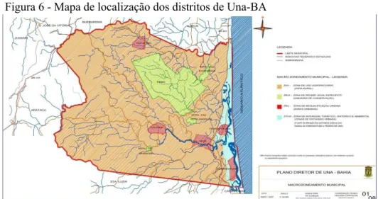 Figura 6 - Mapa de localização dos distritos de Una-BA 